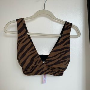 Brown Zebra Swimsuit Top - Festival Season
